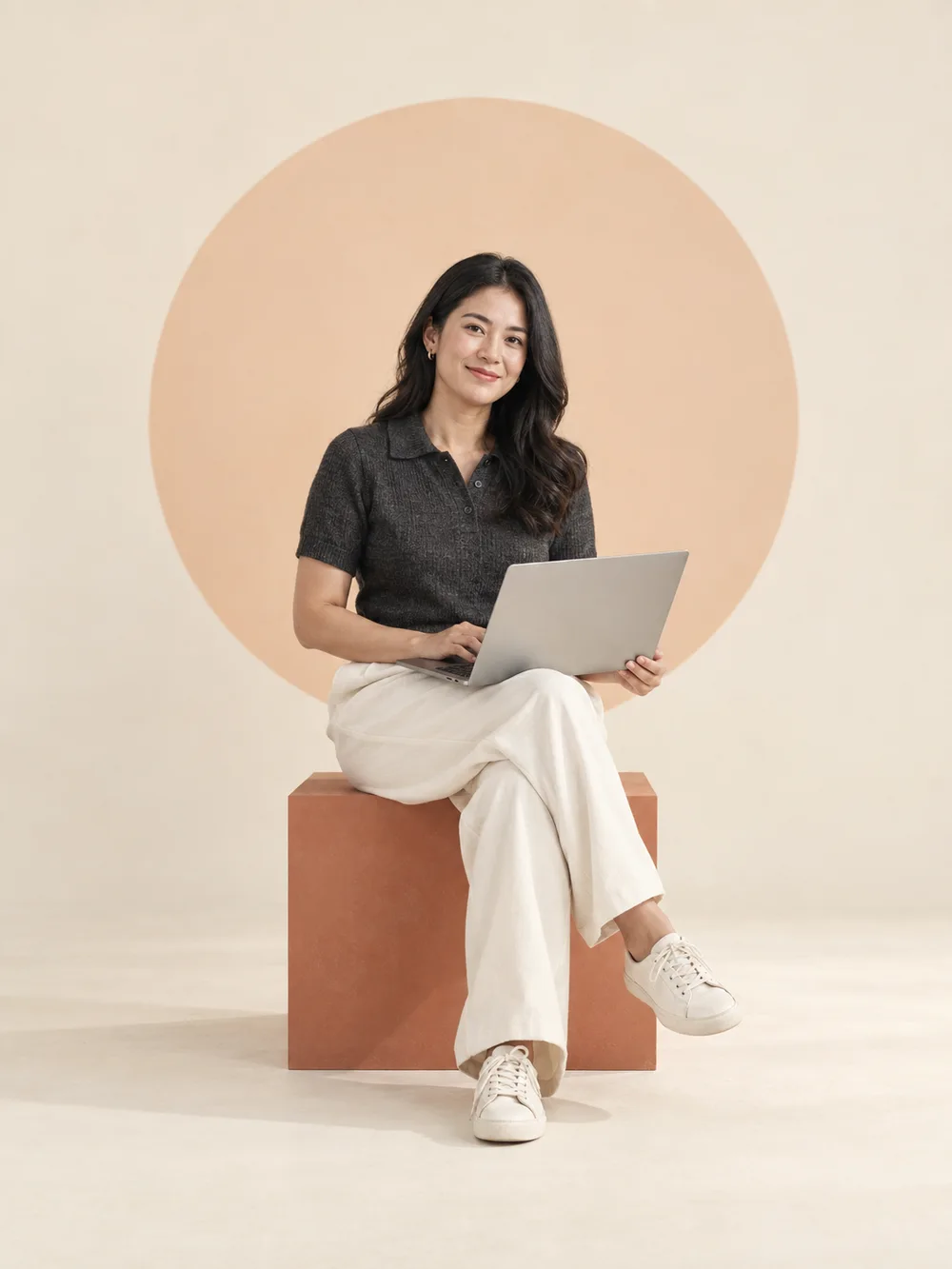 Ilustrasi pemilik usaha dengan laptop