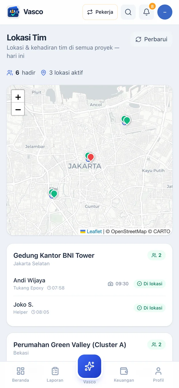 Peta lokasi tim Vasco